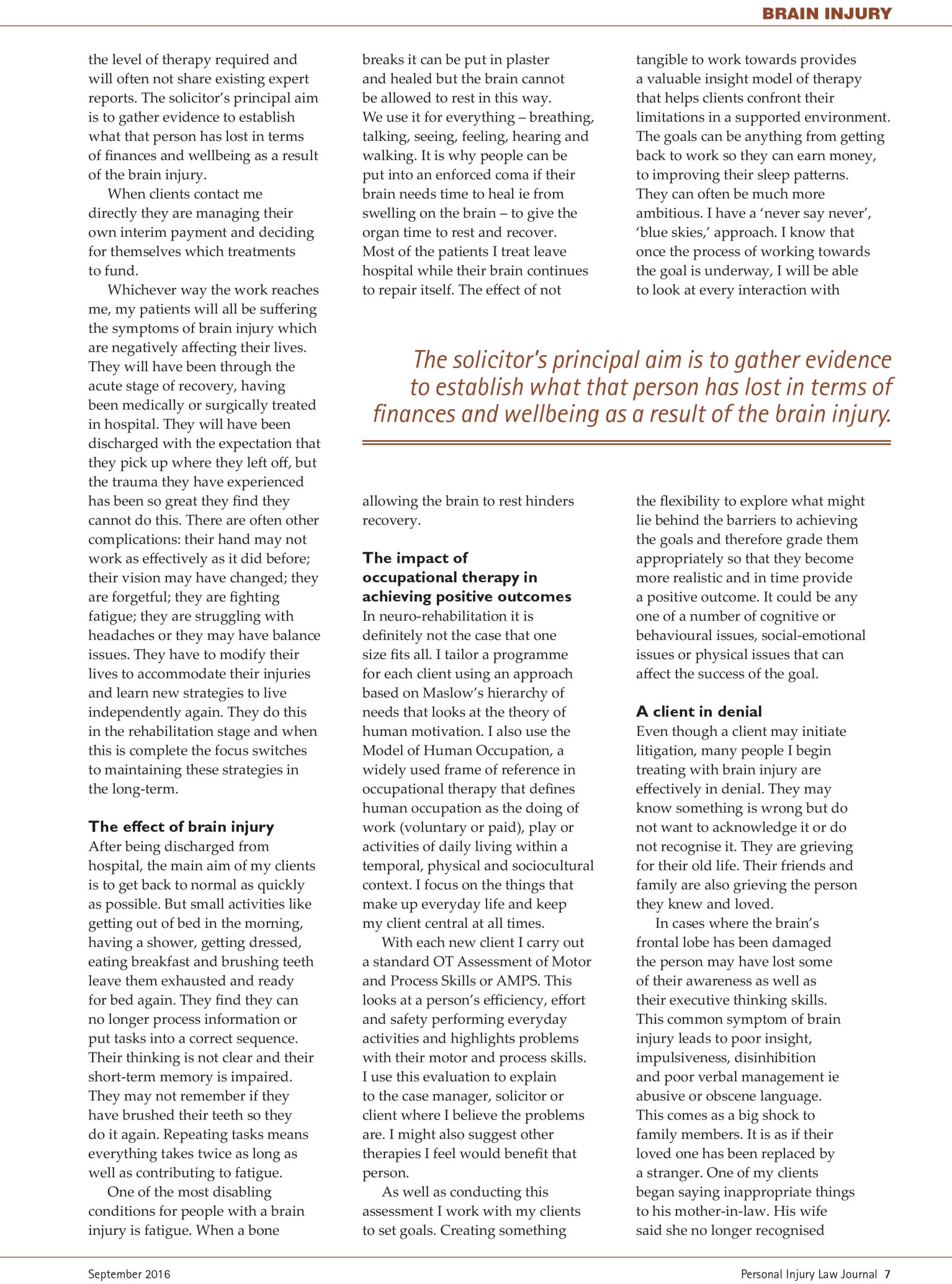 Neuro occupational therapy article