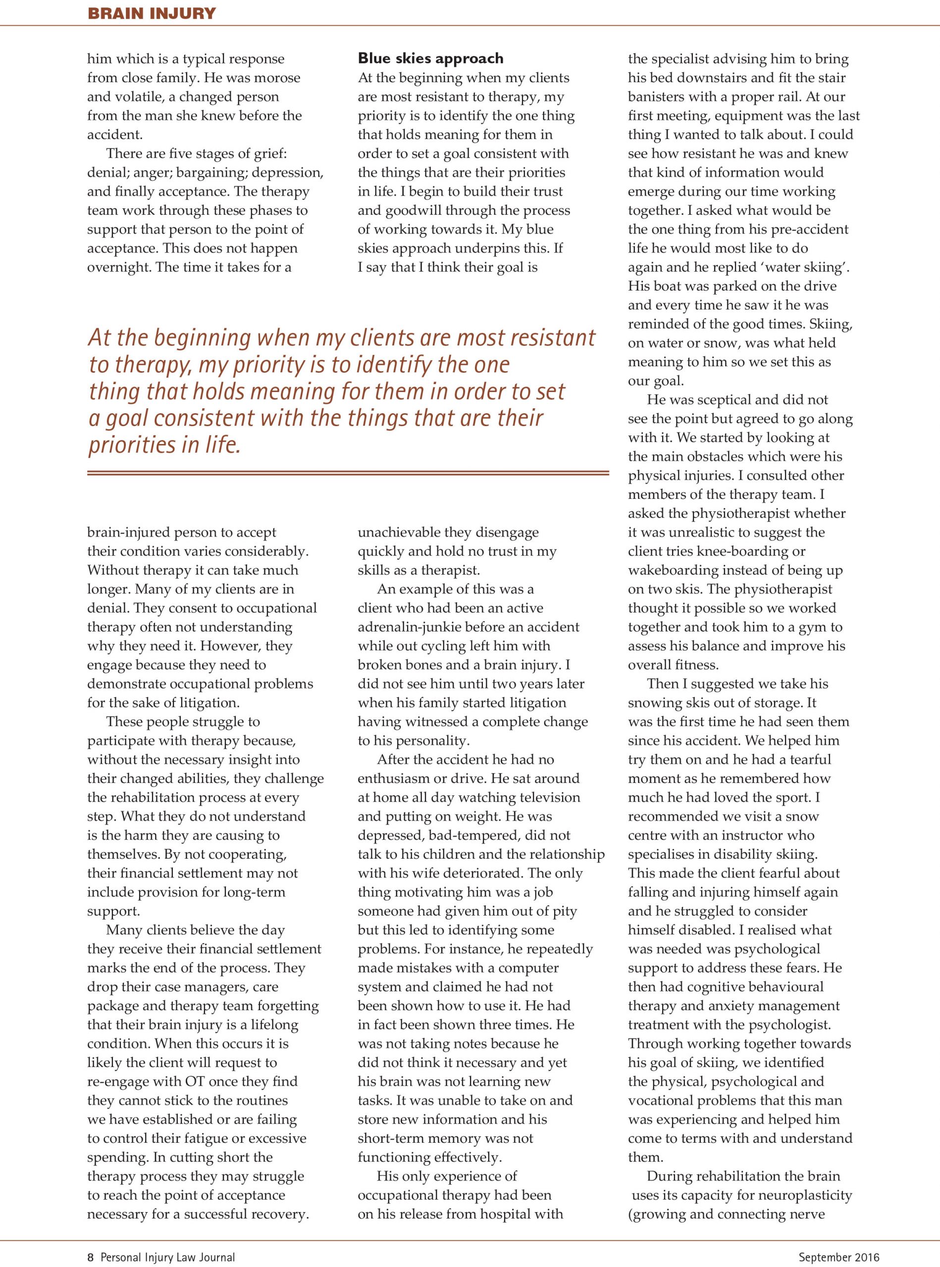 Neuro occupational therapy article